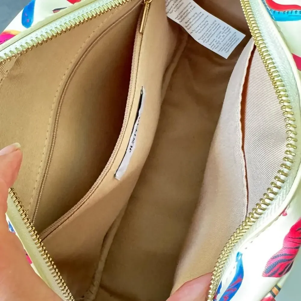 JustFab Tropical Botanical Satchel - Bright Floral Vegan Leather Crossbody